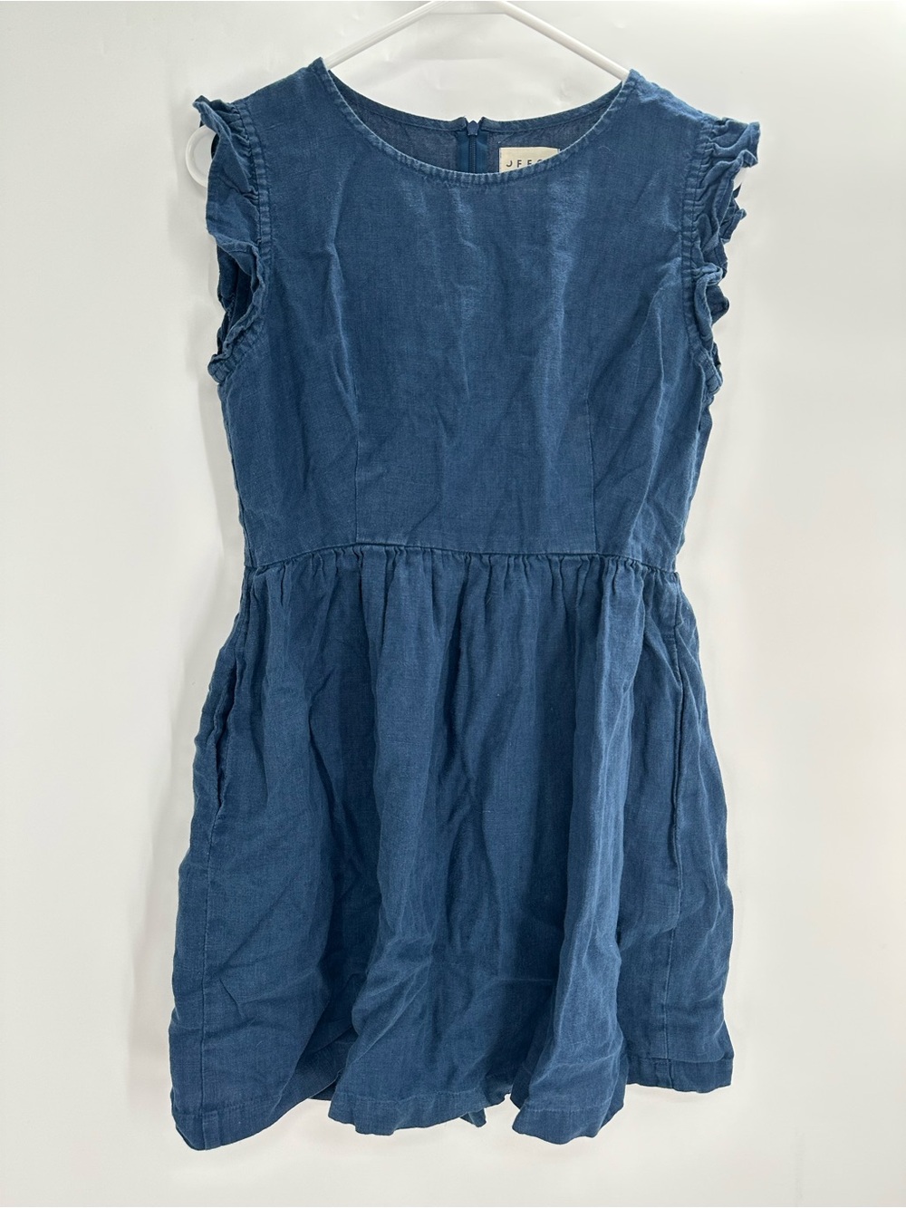 Offon Linen Blue Mini Cap Sleeve Dress Size Small